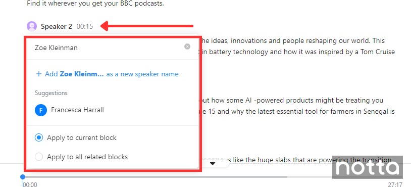 Click any speaker to change their name