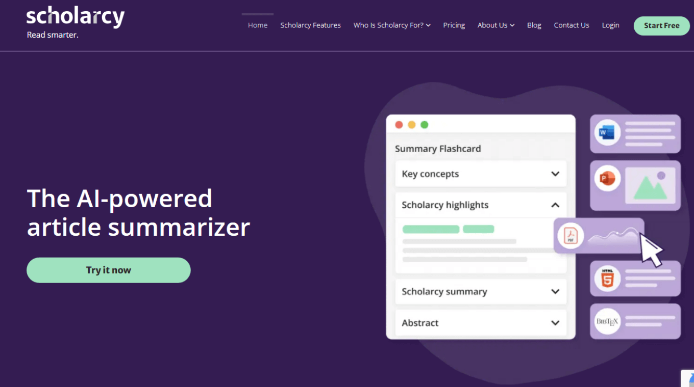 Scholarcy AI-powered article summarizer
