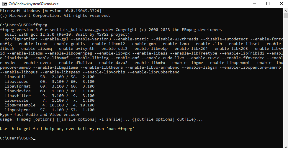 open a new cmd prompt window and run FFmpeg