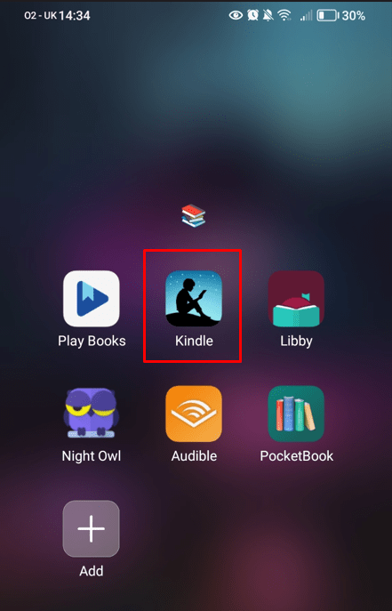 Open the Kindle app on your device