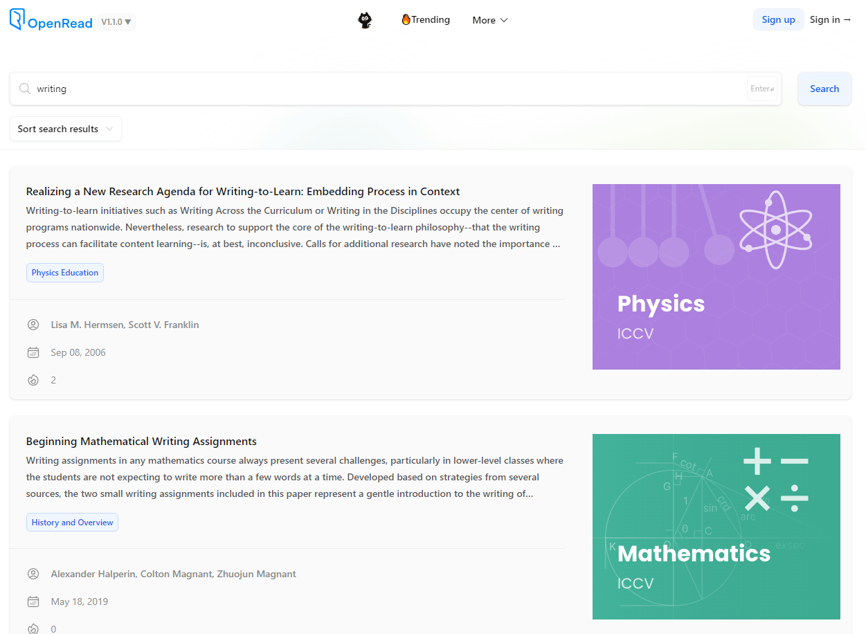 OpenRead’s AI powered search results page