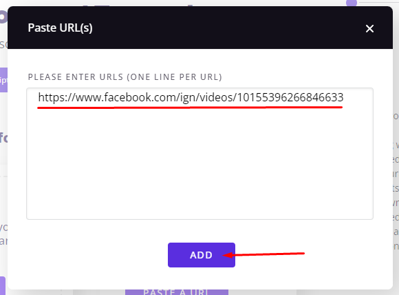 Paste your Facebook video URL