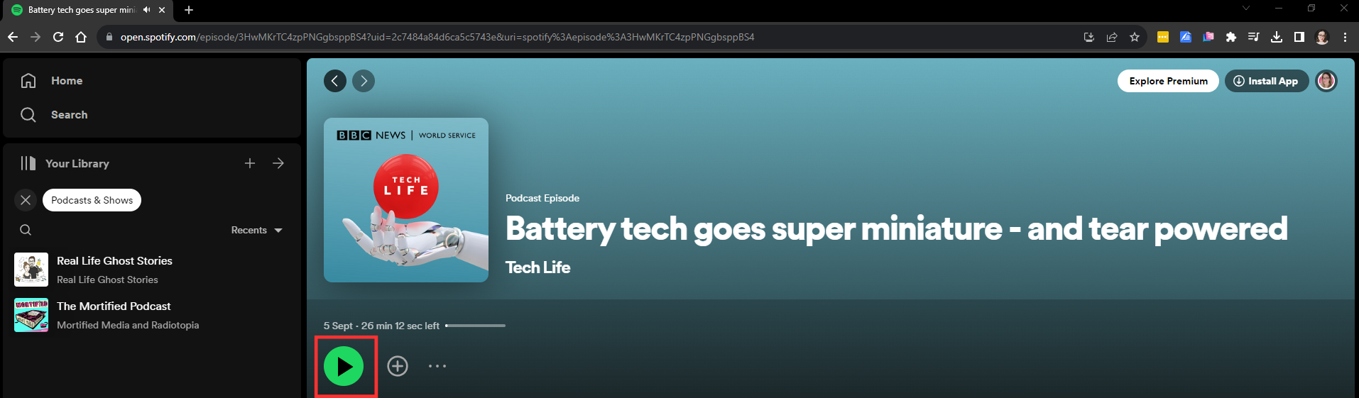Play the podcast episode on Spotify for Web