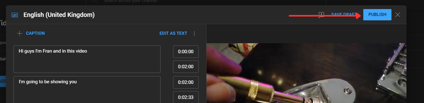 Publish your YouTube video with the new subtitles