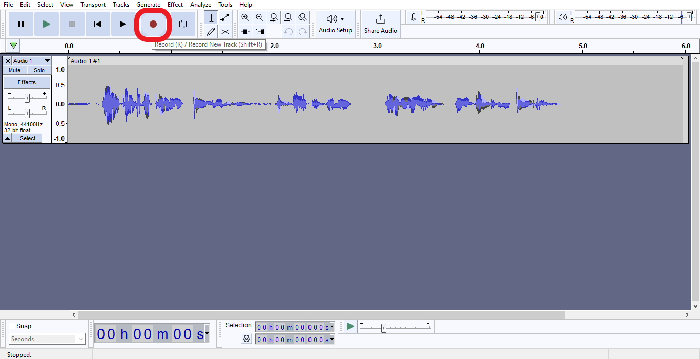 record audio with Audacity