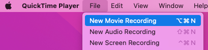 select New Movie Recording in QuickTime Player