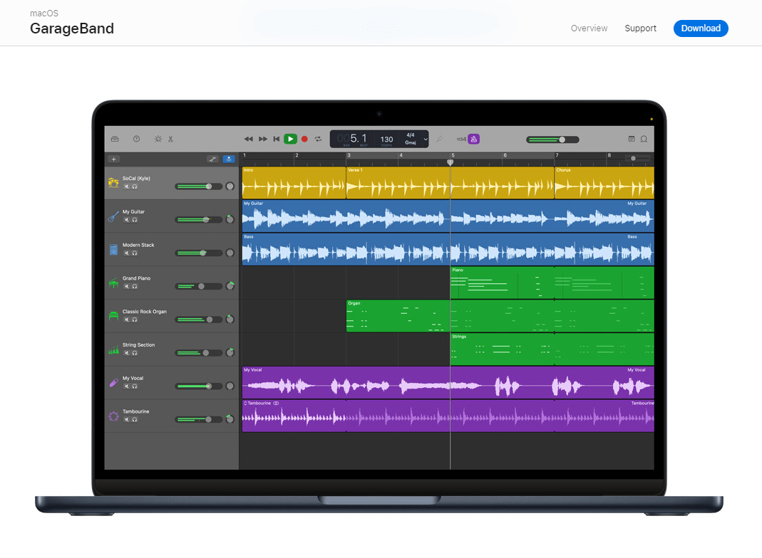 Record tracks from your iOS device and import into Garageband on your Mac