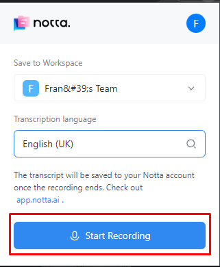 Record your browser audio with Notta