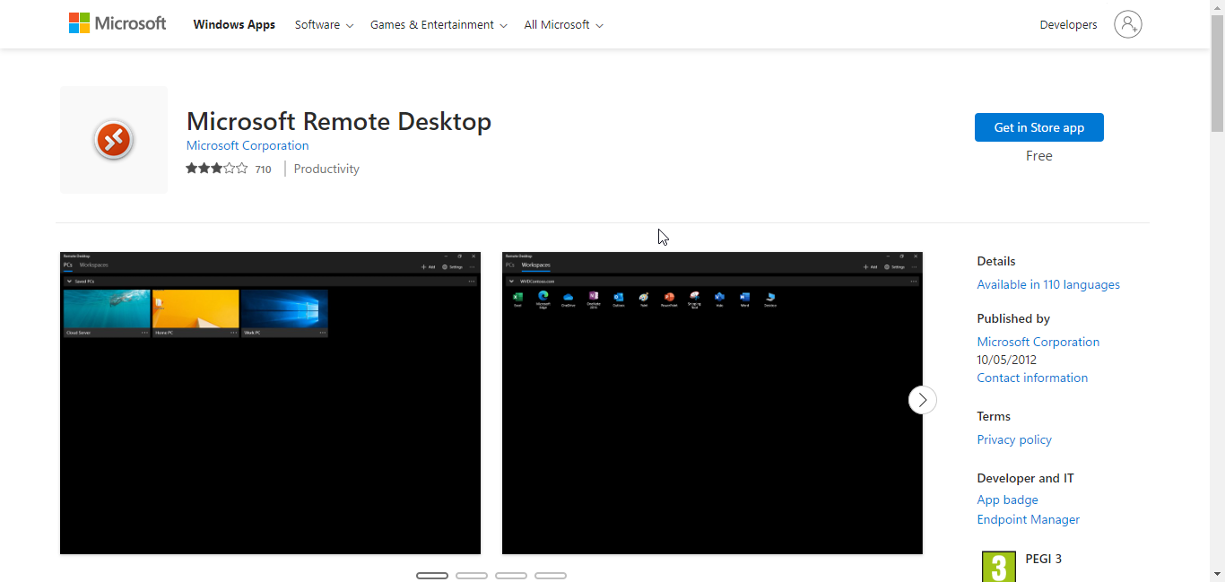 Microsoft Remote Desktop tool