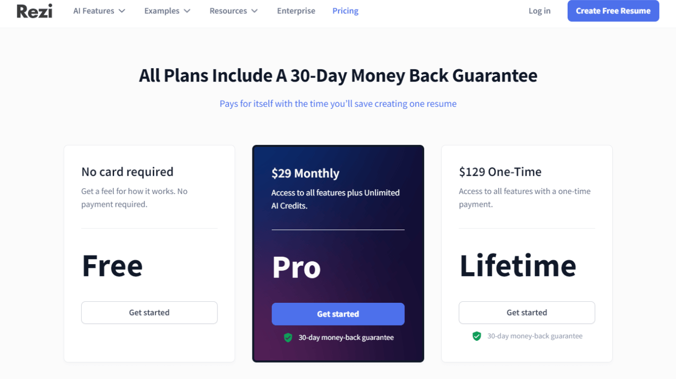 Rezi pricing and plans