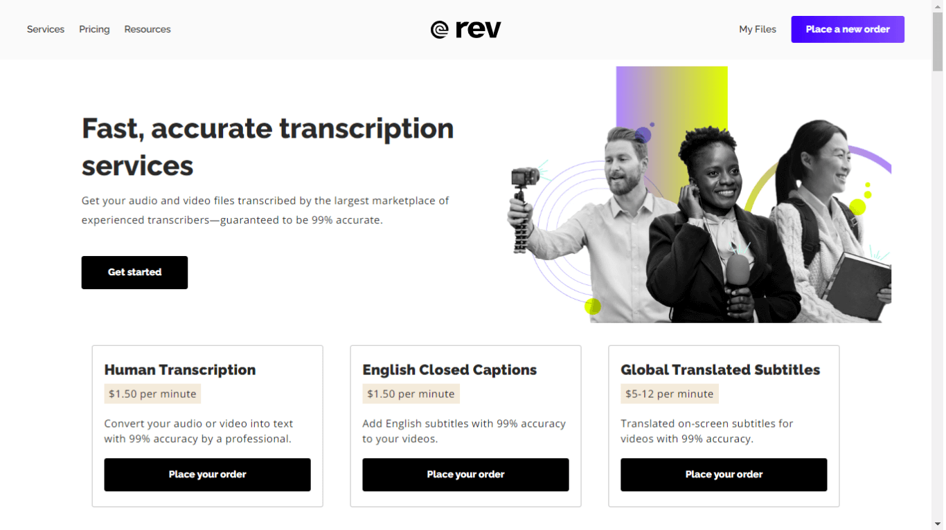 Rev transcription and subtitling platform