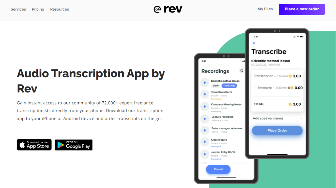 Rev mobile apps for Android and iOS