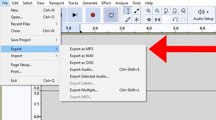 save or export audio in file format of your choice
