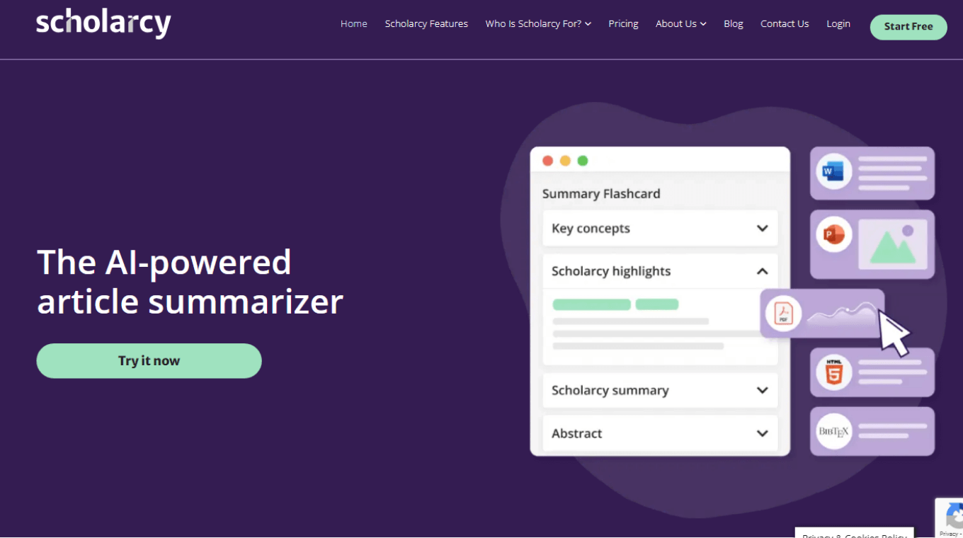 Scholarcy AI-powered article summarizer