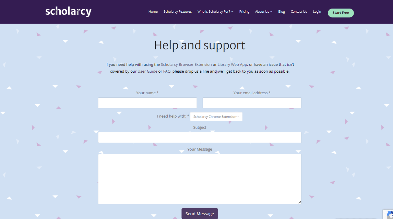 Scholarcy help and support page