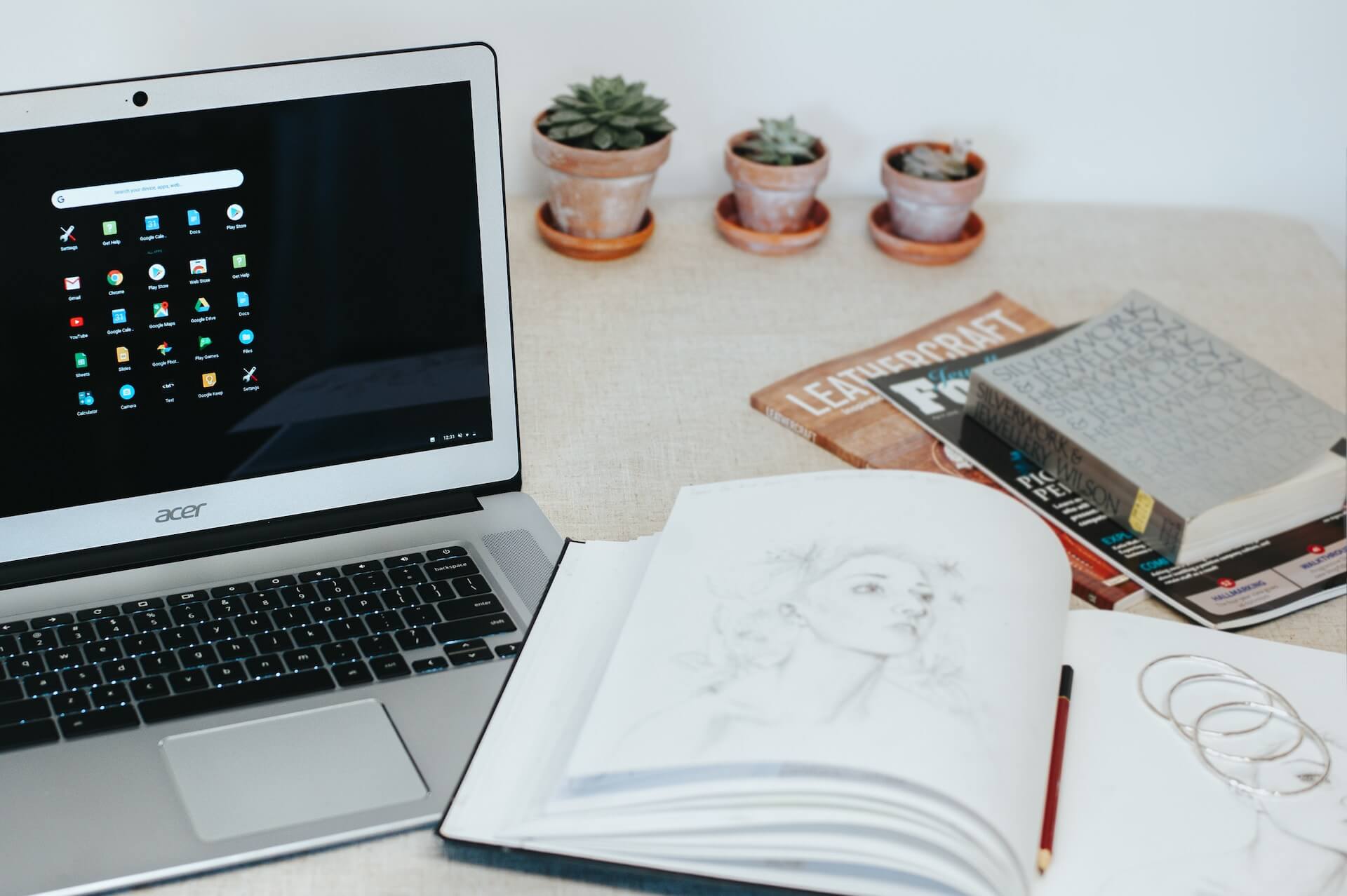 a laptop on the desk