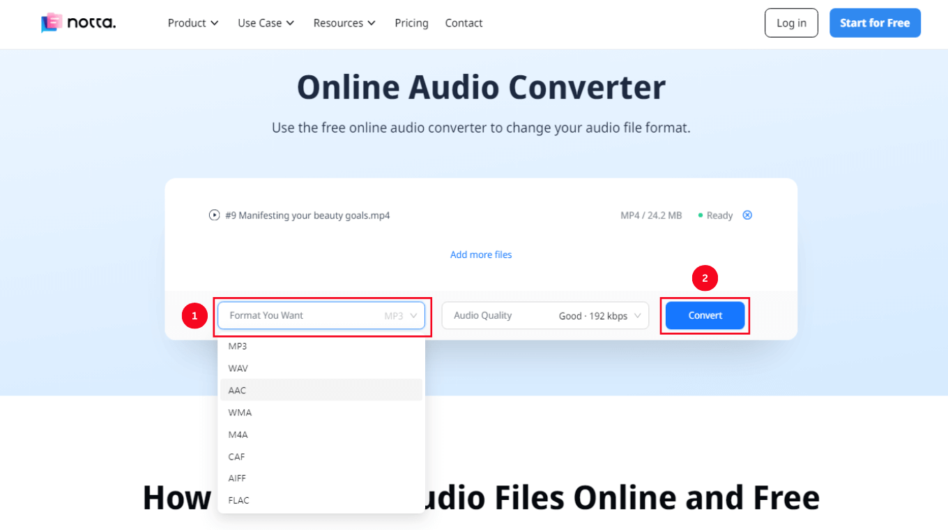 Select the Format You Want and select the Convert button