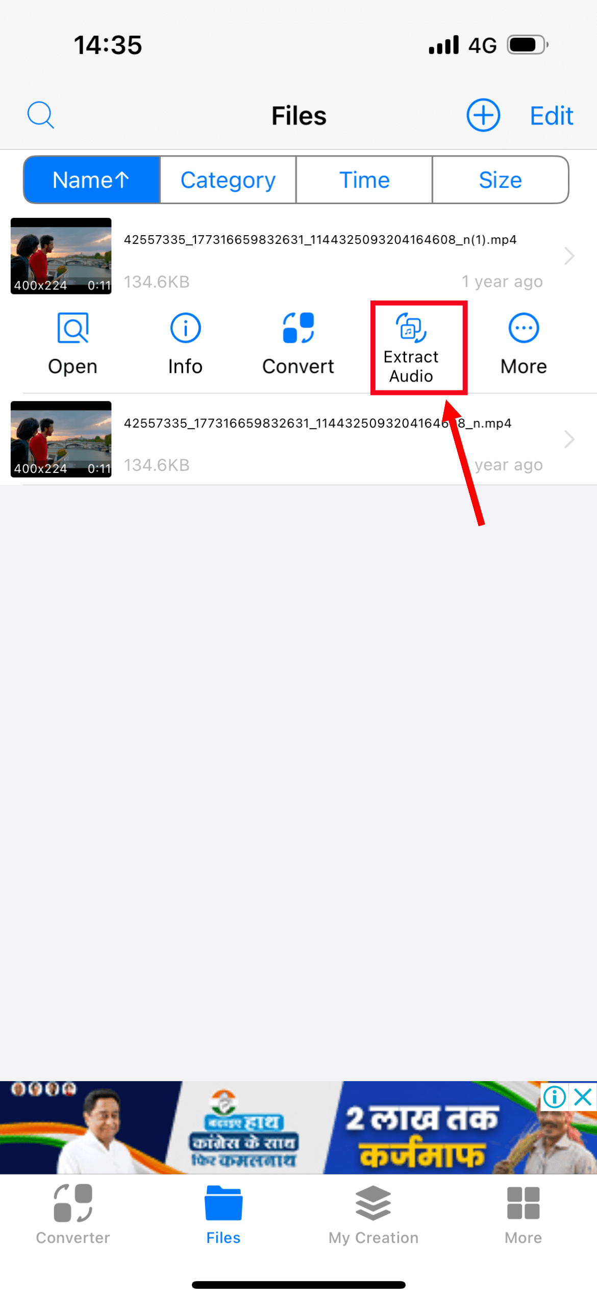 Click Extract Audio to convert the file into MP3 format