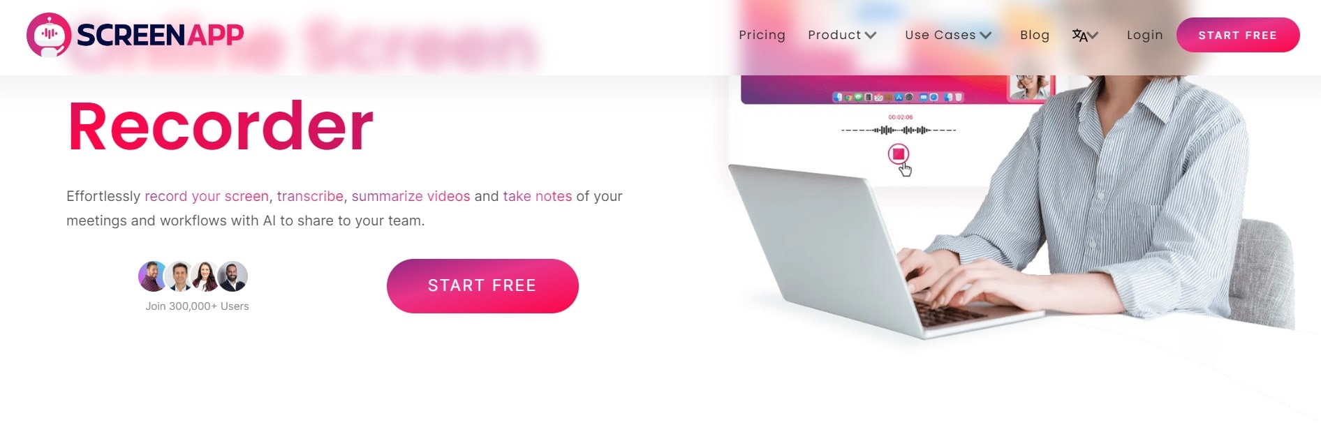 domovská stránka screenapp.io