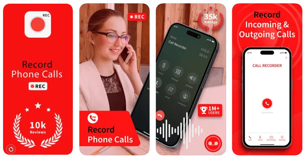 Screenshots of the Call Recorder App app
