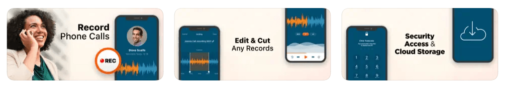 Screenshots of the Phone Call Recorder app