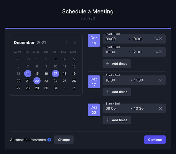 select meeting time