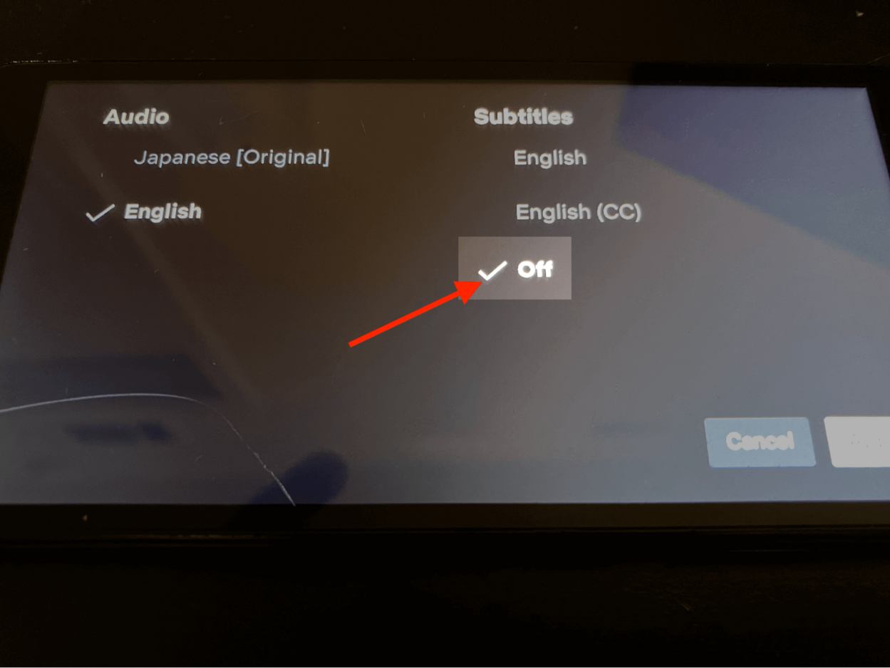 select Off to turn subtitles off