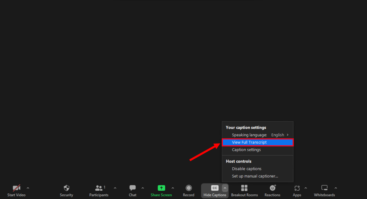 select view full transcript under your caption settings
