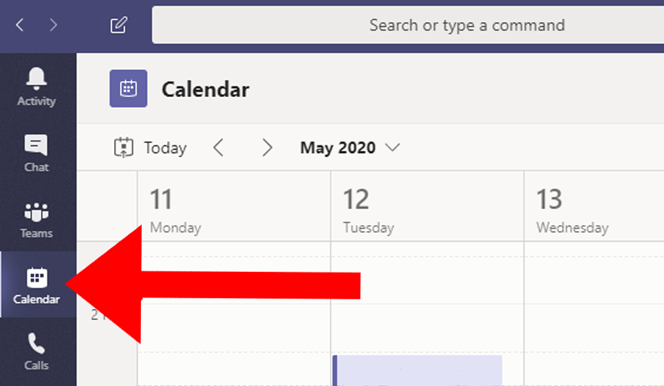 select your calendar on the left side of Teams