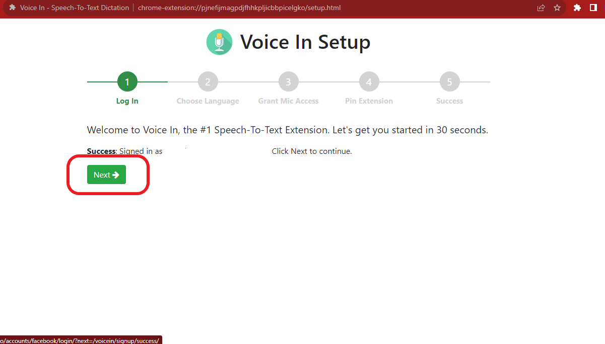 set up the voicein extension