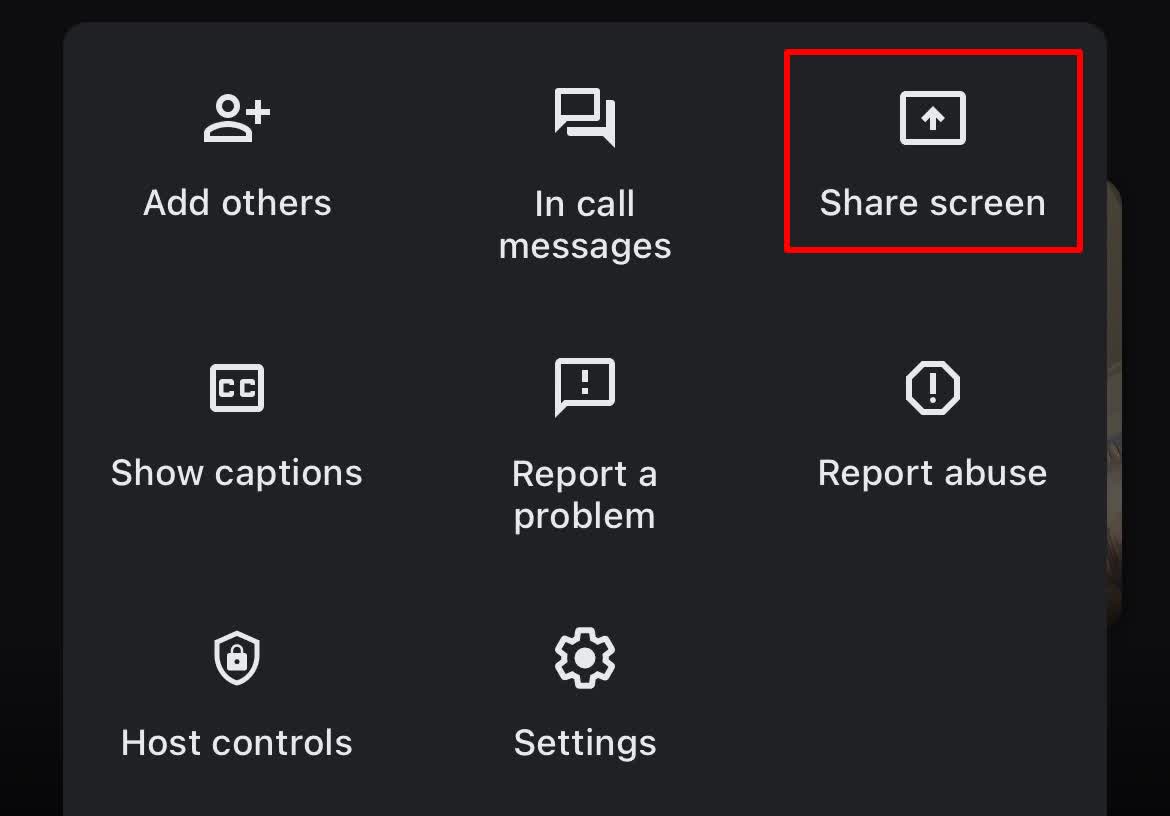 click the ’Share screen’ button
