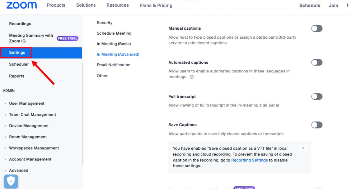 sign in to zoom and find settings