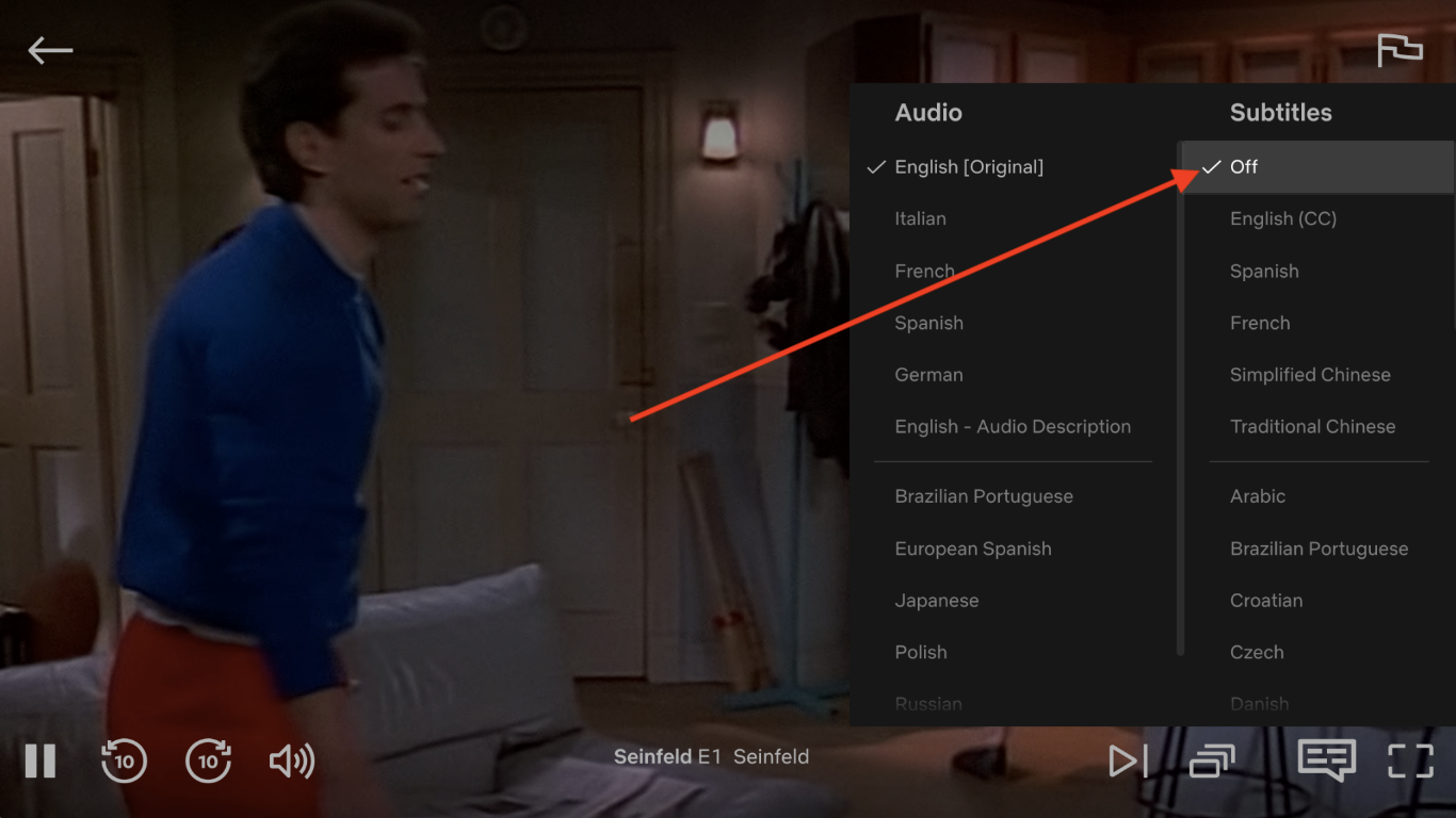 simply select Off to turn off subtitles