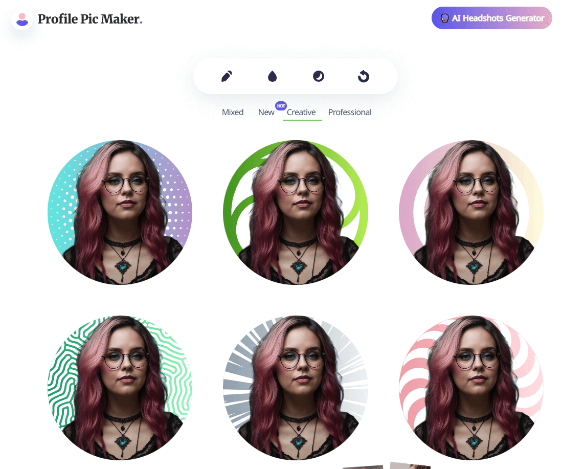 Some of the AI generated profile pictures using Profile Pic Maker