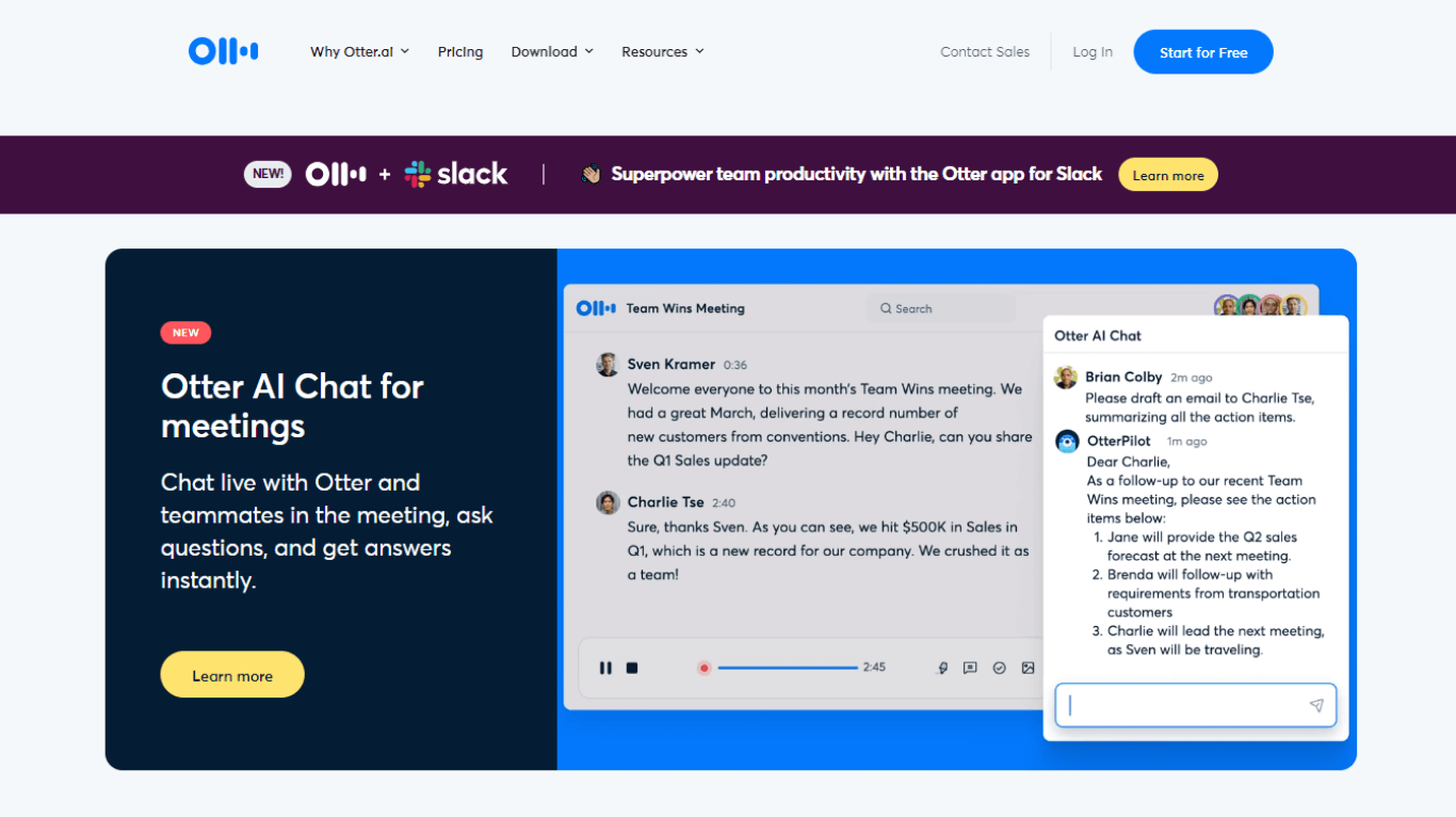 Otter.ai meeting assistant tool