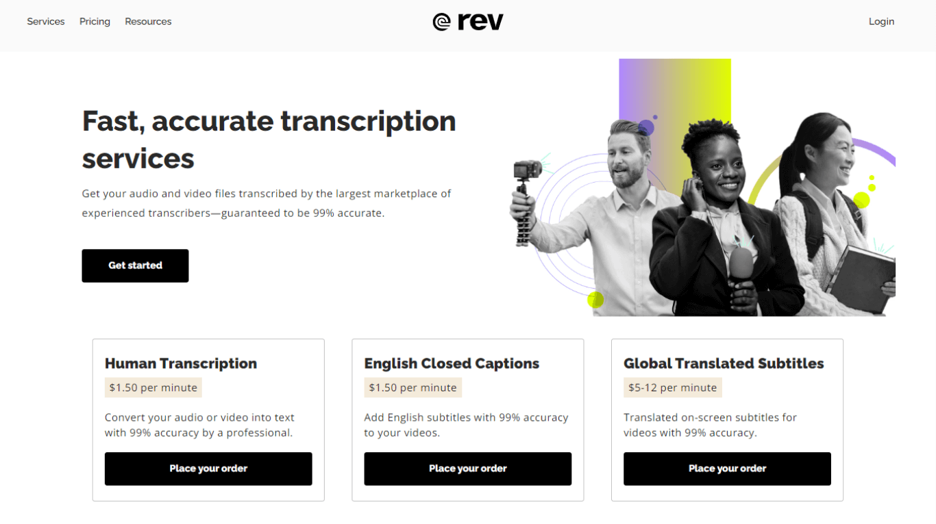 Rev automated and human transcription service