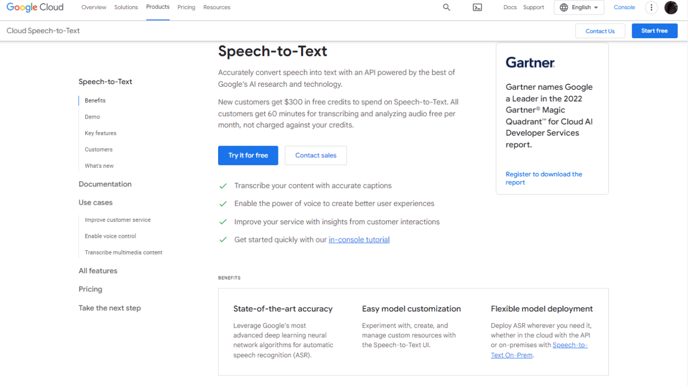Google Cloud Speech-to-Text platform for transcription