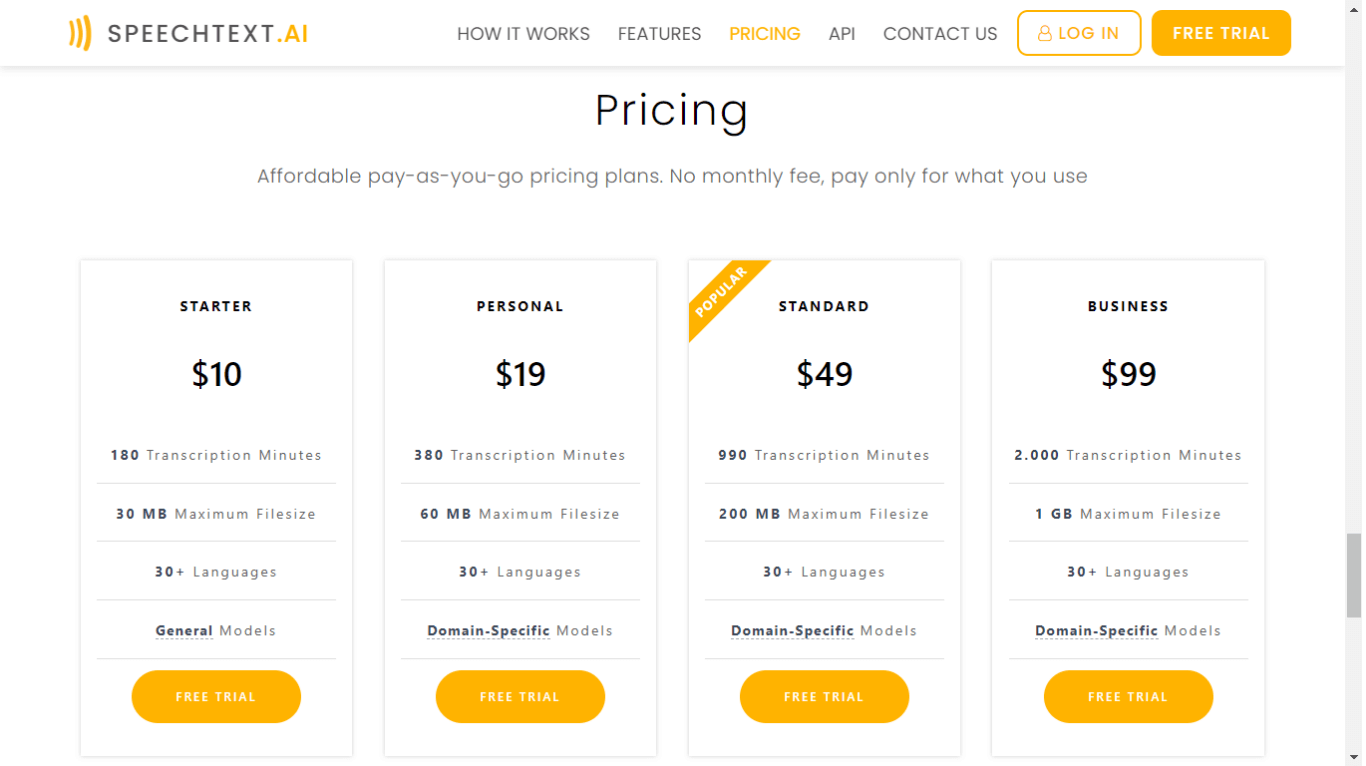 SpeechText.AI pricing and plans