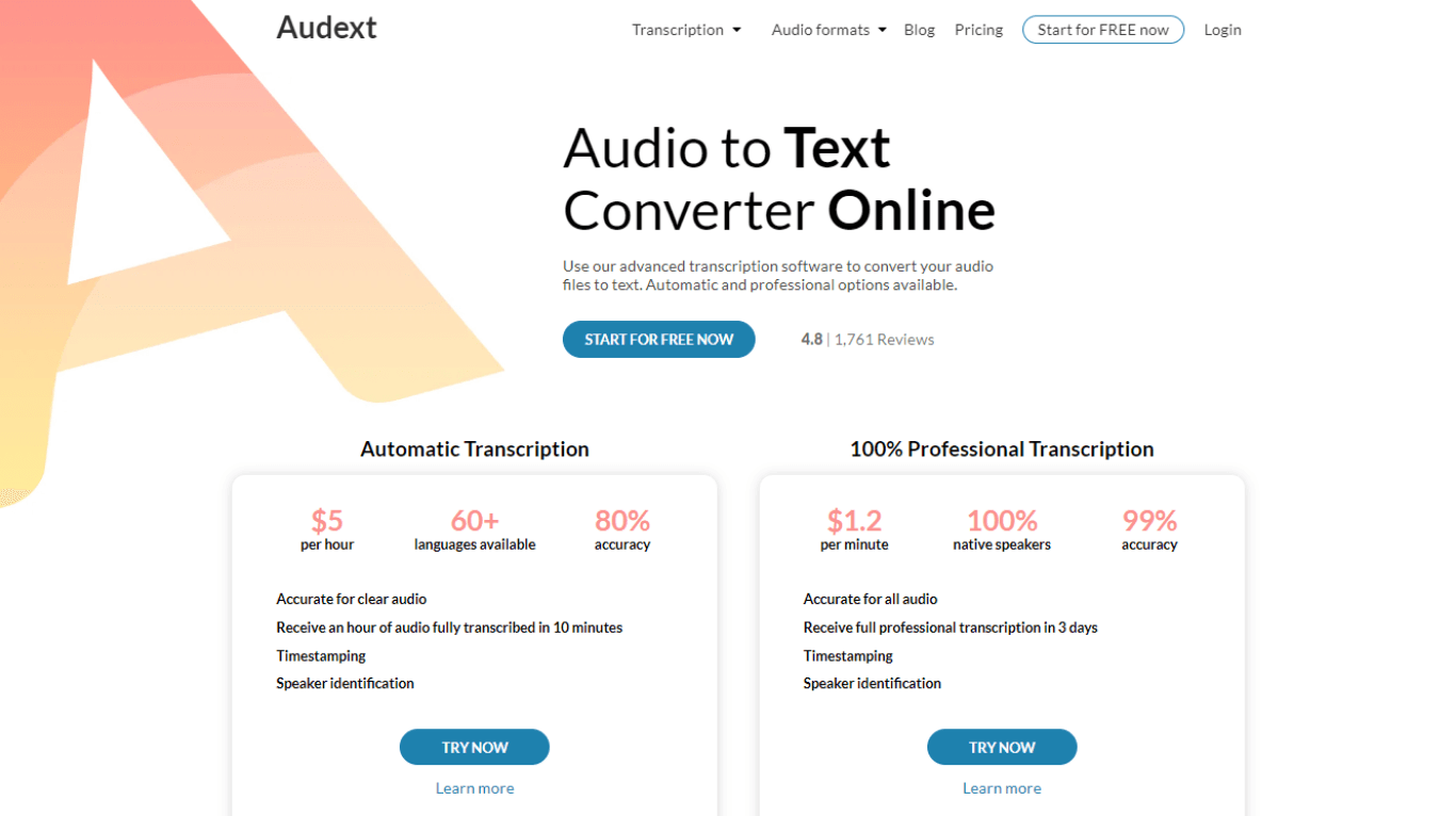 Audext audio to text converter tool