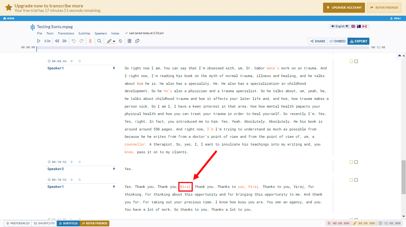 Testing the transcription accuracy of Sonix