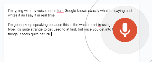 Speak and Google types what you say into your document