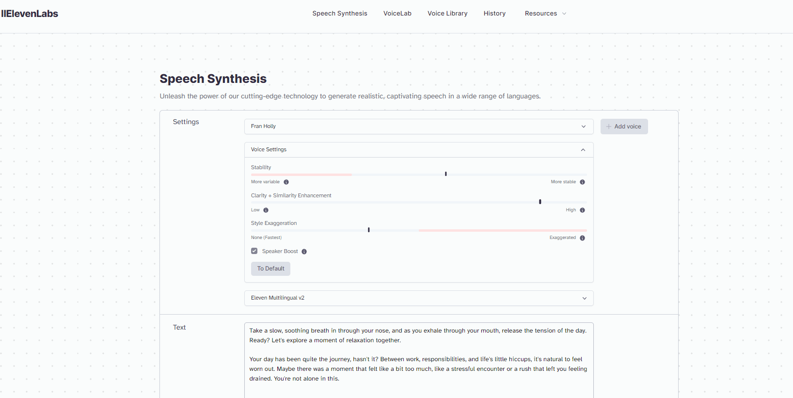 Speech synthesis tool reading a passage of text in a cloned voice