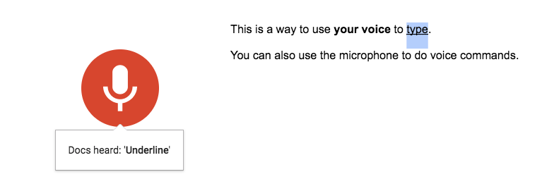 Say “Select type” then say “Underline”