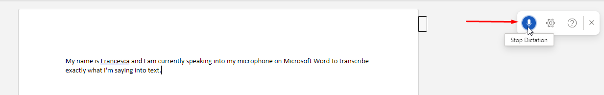 Start speaking into your microphone to dictate in Microsoft Word