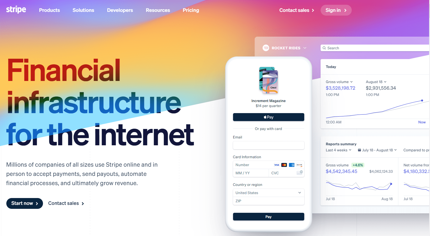 stripe homepage