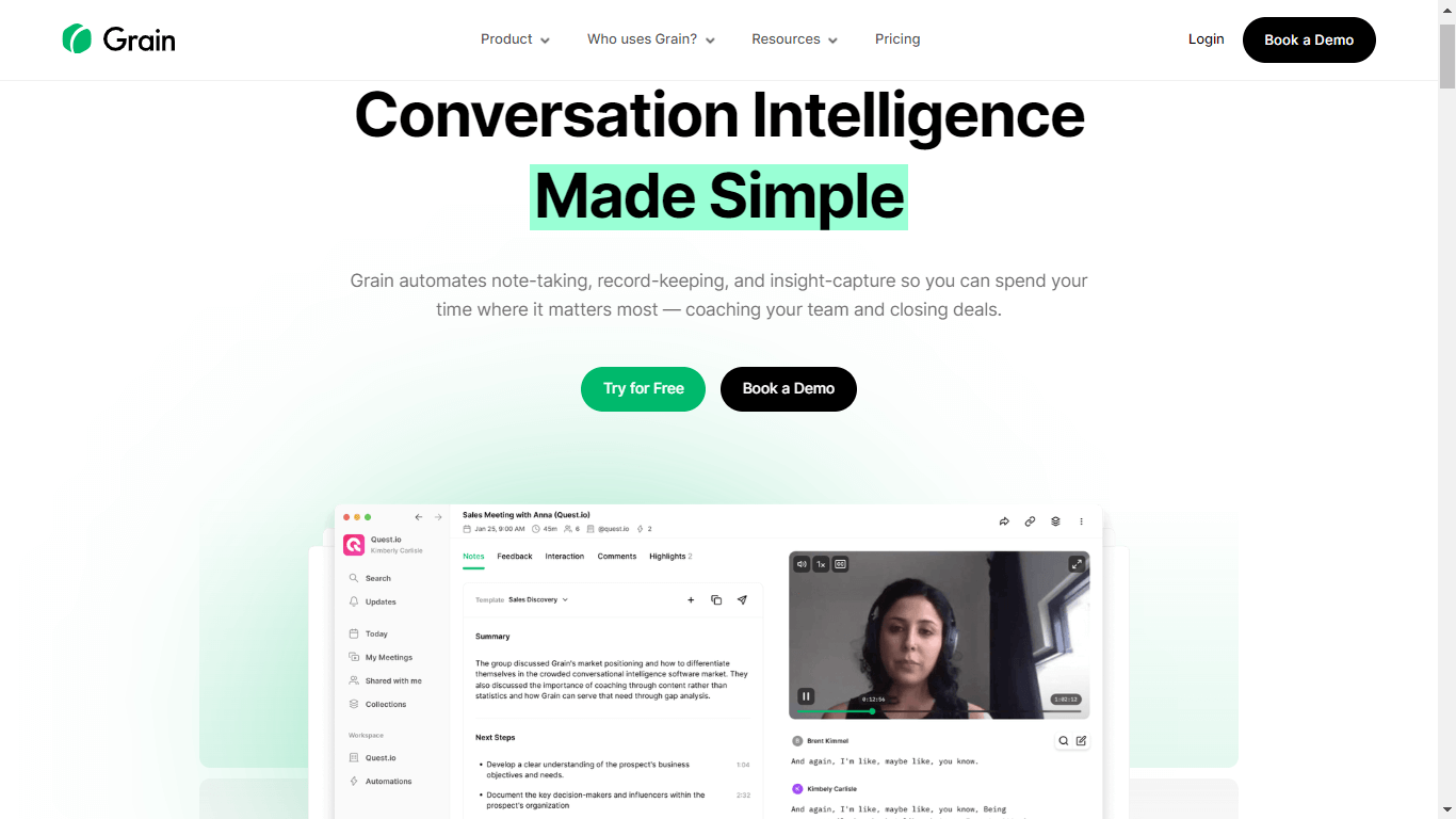 Grain conversation intelligence software