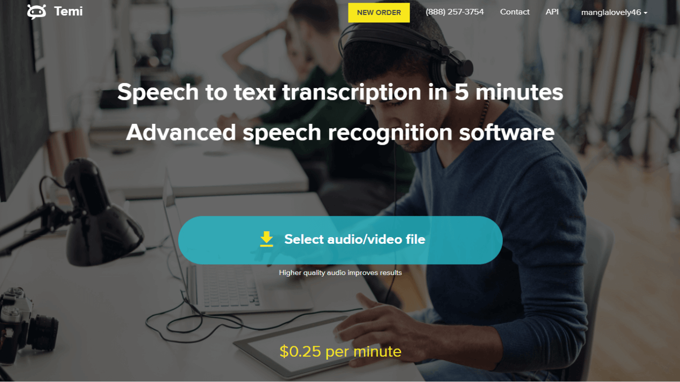 Temi speech to text transcription tool