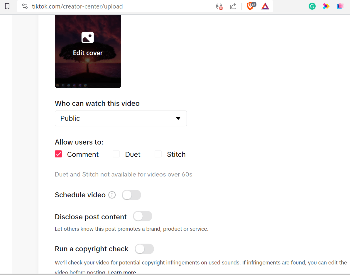 Tiktok settings