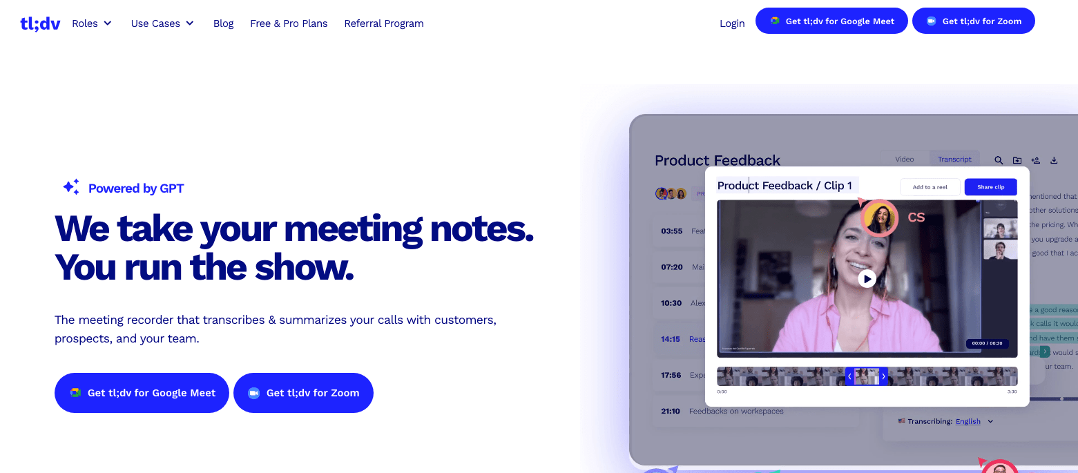 tl;dv-homeapge tl;dv homeapge
