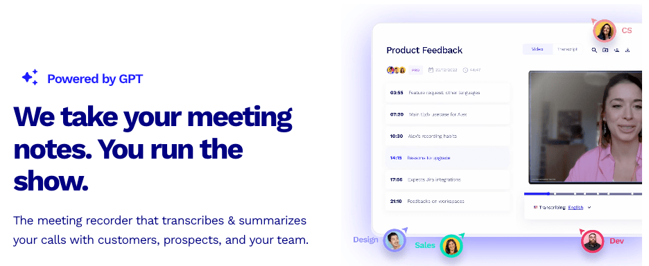 AI notetaker to transcribe, summarize, analyze meetings